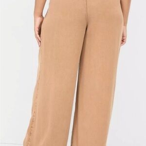 Elegant Tan Wide-Leg Denim Pants from Lane Bryant- NWT